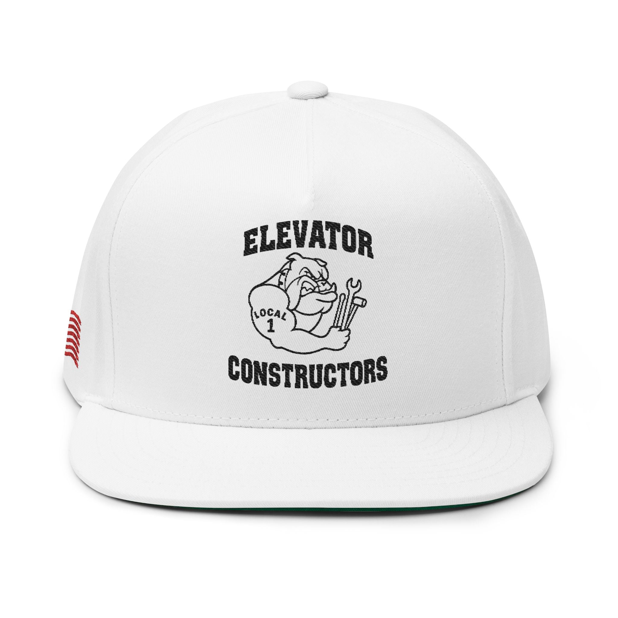 Elevator Constructors Flat Bill Cap | Embroidered Cap, Cool Dad Hat, Gift for Construction Workers, Workwear, Customizable Cap