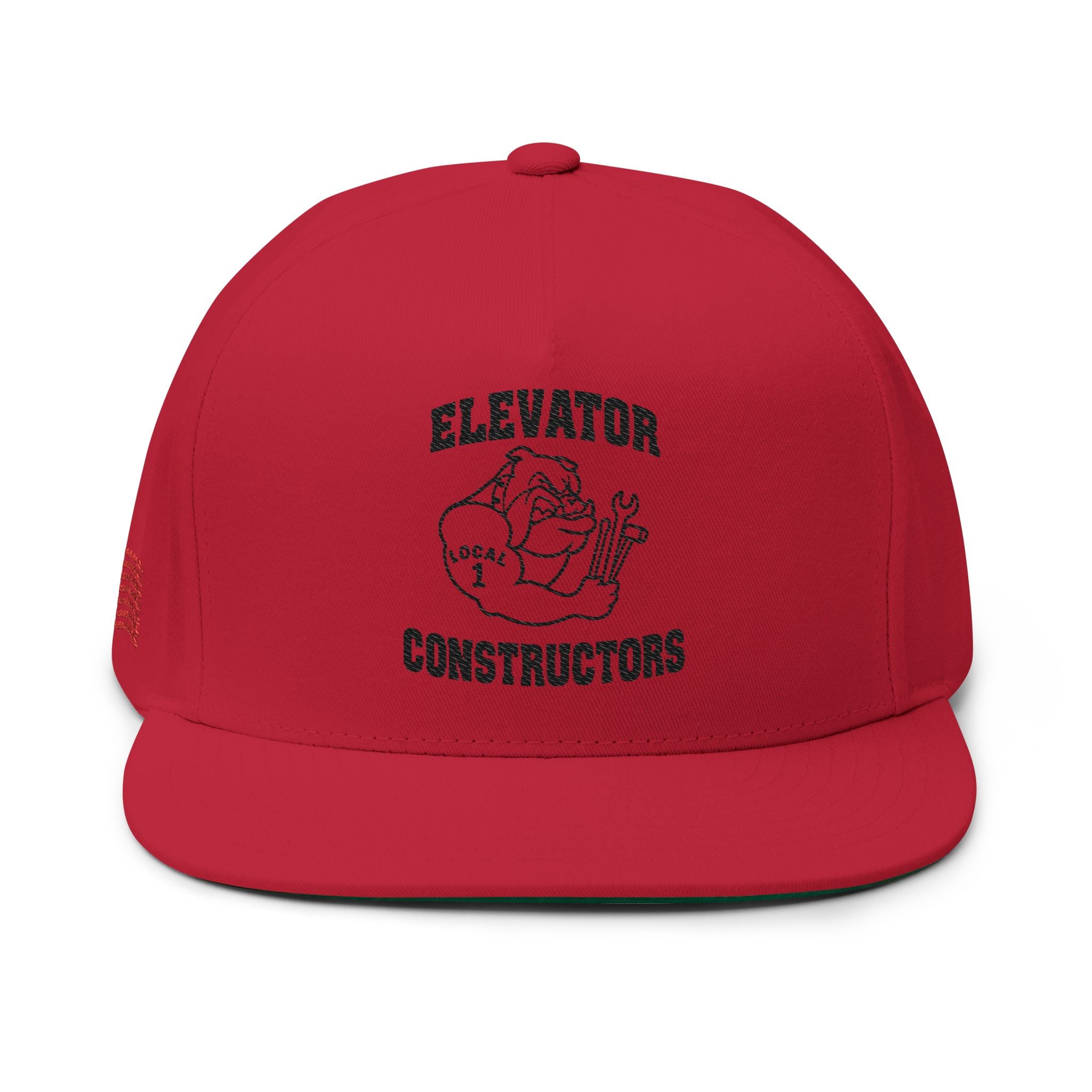 Elevator Constructors Flat Bill Cap | Embroidered Cap, Cool Dad Hat, Gift for Construction Workers, Workwear, Customizable Cap